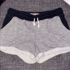 grey and black sweat shorts